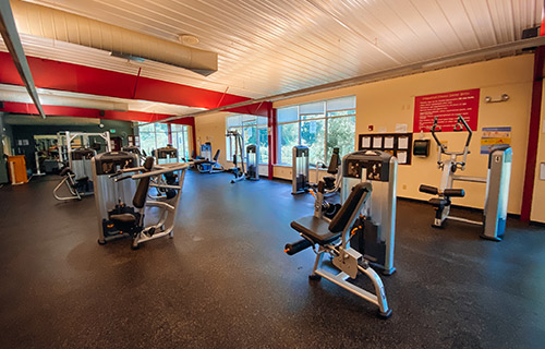 Equipment spaced 6 feet apart at the Fitzpatrick Fitness Center